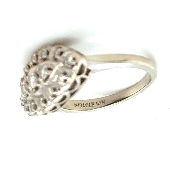 Antique 14K White Gold Diamond Ring - Picture 7 of 9